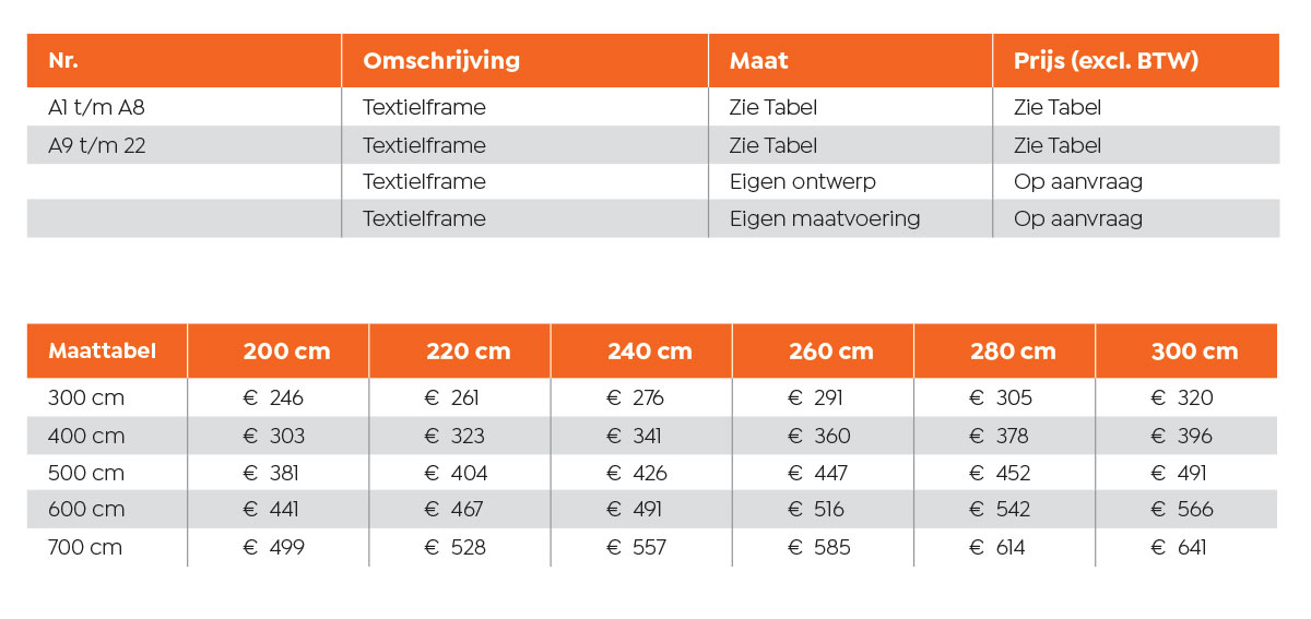 Maatwerk - H1 instore textielframes tabel pos verasol 1 - H1/3-CSTM