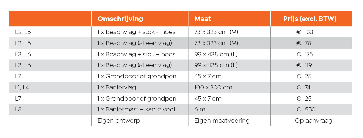 Vlaggen, banieren en masten - H2 outstore vlaggen tabel pos verasol - H2-VBM-L